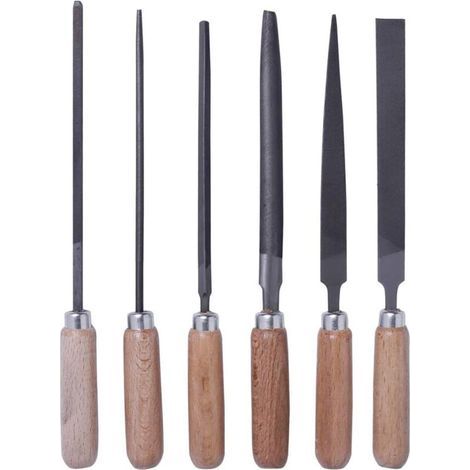 Nadelfeilen-Set, Holzbox, Schleifwerkzeuge für die Holzbearbeitung, Holzgriff, 6-teilig, Länge 167 mm (1/5)