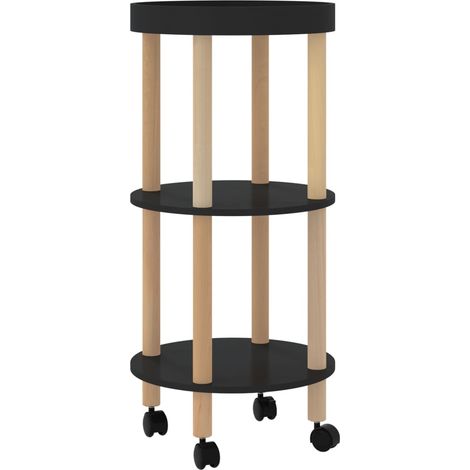 3-tier Trolley Black 38x38x82cm Engineered Wood&Solid Wood Pine vidaXL (1/5)