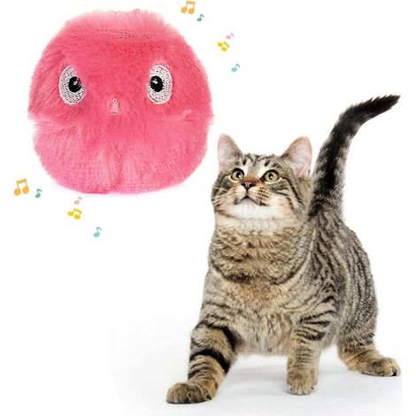 Balle à l'herbe à chat réaliste en forme d'oiseau chanteur – Jouet interactif pour chats à mâcher, à mordiller et à distraire (rose) (1/5)