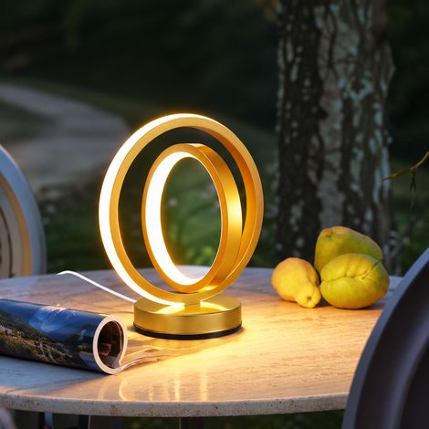 Lampe de chevet LED Terre dorée design ondulé lumière 3 couleurs doré réf 2829 25 × 18 × 14,5 cm 484 g – Livraison gratuite