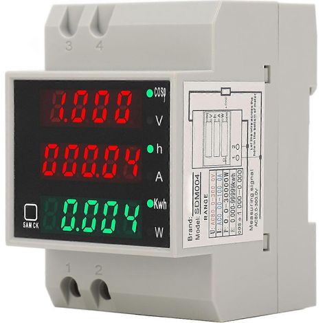 AC80–300 V 100 A DIN-Schienen-Leistungsmesser mit Digitalanzeige für Spannung, Stromstärke, Zeit und Leistung (kWh), multifunktional