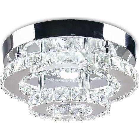 Moderna Lampadario di Cristallo Piccolo da Incasso Plafoniera LED in Cristallo per Camera da Letto Corridoio Soggiorno Sala da Pranzoa - Luce Bianca