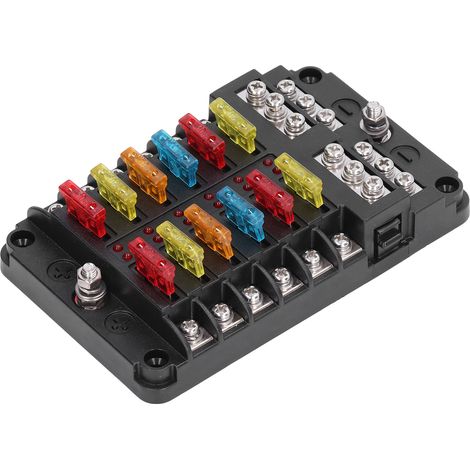 Wasserdichter 12-fach-Sicherungskasten mit LED-Anzeige für Fahrzeug oder Boot (1/5)