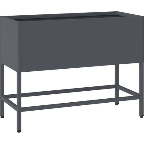 Macetero rectangular moderno elevado para jardín 60 x 26 x 45 cm resistente a la intemperie acero antracita diseño 020052097 (1/5)