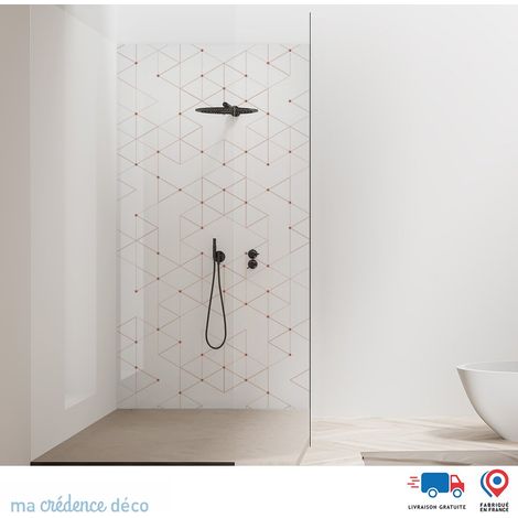 Panneau de douche : Formes triangles géométriques - Couleur Rouge beige - Alu composite - 90 - 245 (1/2)