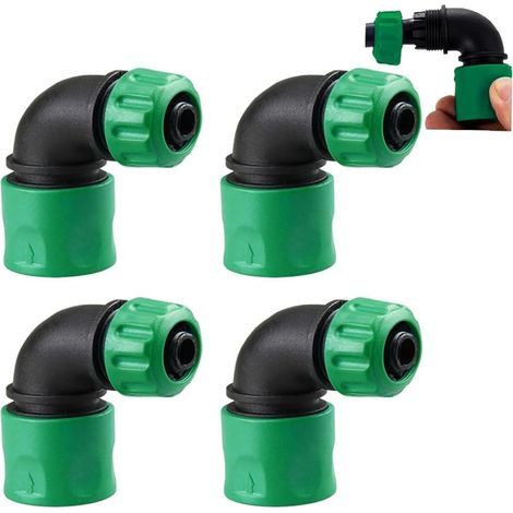 CCYKXA Set of 4 Quick Connect Elbow Adapters for 12-13 mm Garden Hose, 90 Degree Elbow Quick Connectors, Garden Hose Adapter, for Irrigation, Car Washing (Green)