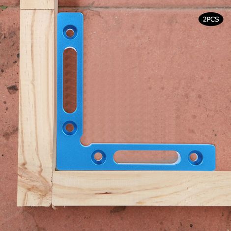 Lot de 2 serre-joints d'angle à 90° en alliage d'aluminium pour menuisier, outil de travail du bois, bleu (1/5)