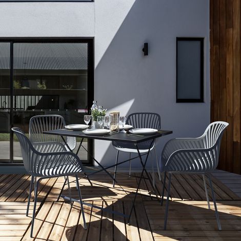 Lot de 2 Fauteuils - HOME DECO FACTORY - Ibiza - Extérieur - Gris (1/5)