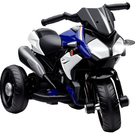 Moto eléctrica infantil azul y blanca, luces y sonidos, 3 km/h, recargable, plástico y metal, HOMVRA (1/5)