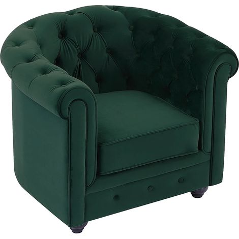 Fauteuil en velours vert CHESTERFIELD (1/5)