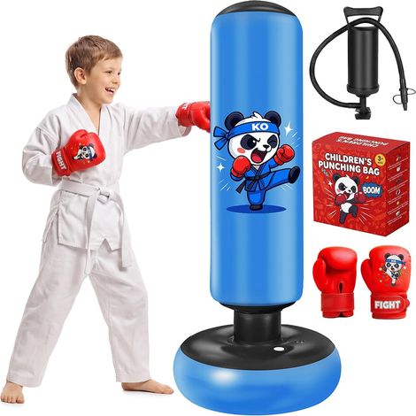 Sac de Frappe 130cm avec Gants et Pompe pour Enfants 3-8 Ans (1/5)