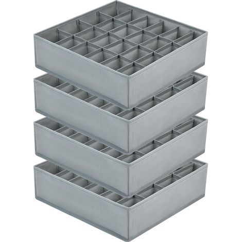 boîtes de rangement pour chaussettes et sous-vêtements, boîtes pliables à 24 compartiments (boîte pliable, séparateurs de tiroir, organiseur de tiroir, boîtes en tissu pour ranger les chaussettes (cha (1/5)
