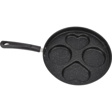 Antihaftbeschichtete Eierpfanne mit 4 Mulden, gleichmäßige Hitzeverteilung, Gusseisen, perfekt für Pfannkuchen, Speck und Burger (1/5)