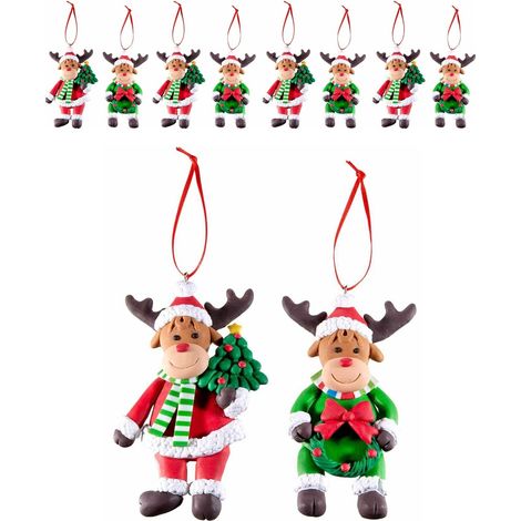Decorazioni Natalizie da Appendere per Albero a Forma di Renne - 10 Pezzi (1/3)