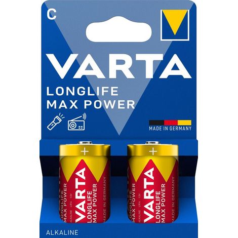 Varta varta longlife max power c blister 2 pile lr14 c alcalines 7800 mah 15 v 2 pcs w757483