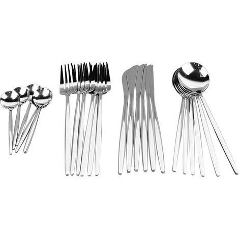 Ensemble de couverts en acier inoxydable 6 cuillères à dessert 6 fourchettes 6 couteaux pour restaurant fête maison (1/5)