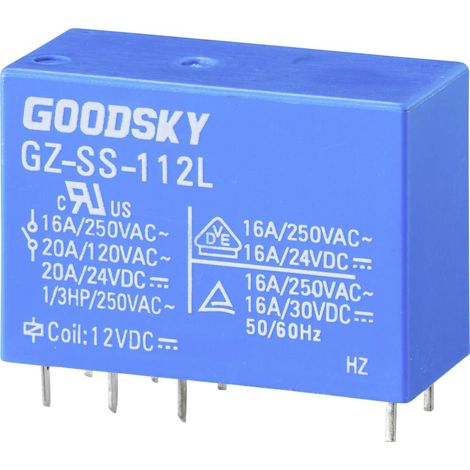 GOODSKY GZ-SS-112L RELÈ PER CIRCUITO STAMPATO S 12 V/DC 20 A 1 COPERCHI (RT) 1 PZ TUBO (1/2)
