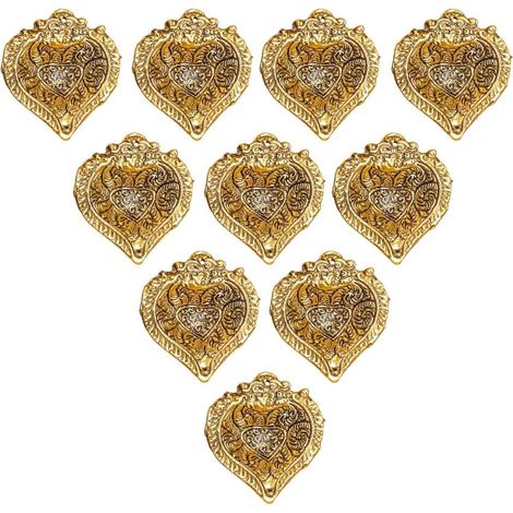 Lampes à huile en aluminium, lampe Diwali Diya pour Pooja, décoration indienne traditionnelle, articles de décoration Diwali Diya, cadeau de retour pour les amis et la famille Diya 10 pcs (1/5)