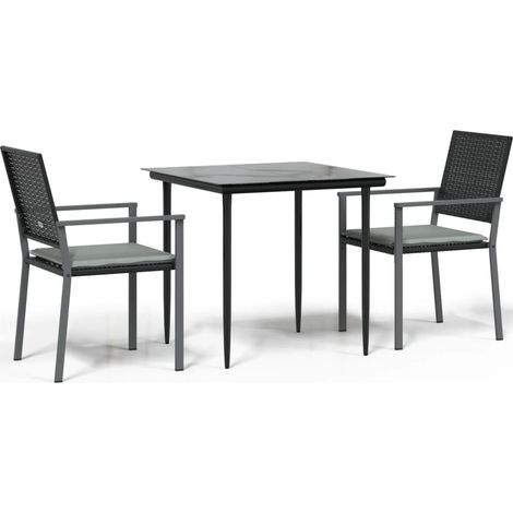 Ensemble à manger de jardin 3 pcs,Salon de jardin coussins résine tressée acier CFW21280 (1/5)
