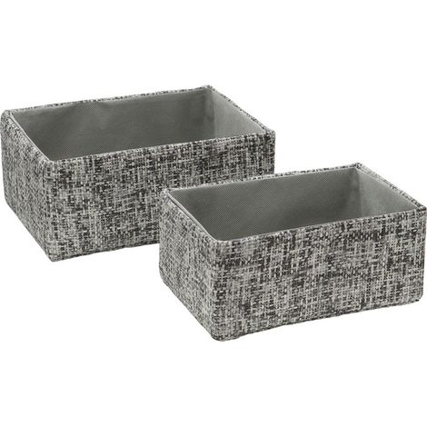 Urban Set of 2 Rectangular Paper Storage Baskets, Grey (1/4)