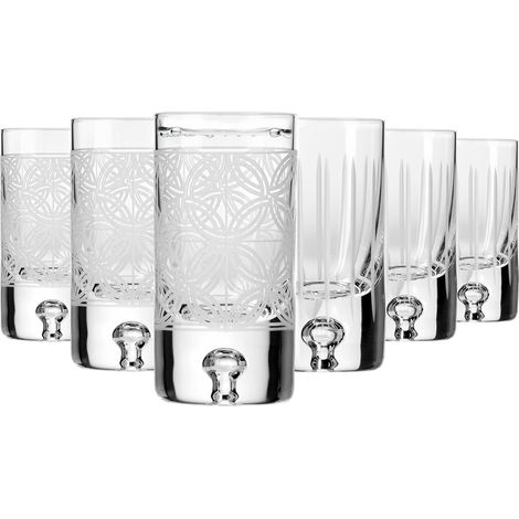 Verres à Vodka, Liqueur et Spiritueux 50 ml, Lot de 6 – Verre en Cristal – 2 Motifs de Taille – Faits et Taillés à la Main – Collection Saga – Idéal comme Cadeau (1/5)