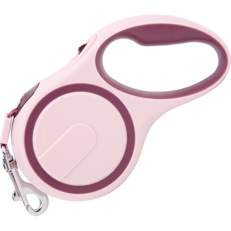 Laisse de traction automatique rétractable pour chiens de petite et moyenne taille, avec poignée antidérapante et frein à une main (rouge vin, 3 m) (1/5)