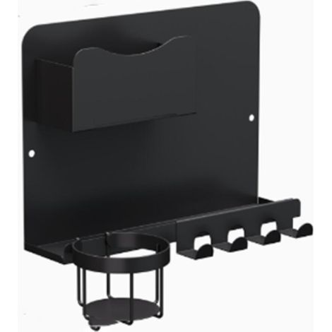 Estantería flotante de pared para mesita de noche con soporte para mando a distancia estante metálico adhesivo de pared para dormitorio (negro) (1/5)