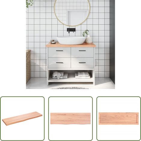 vidaXL Plan de travail de salle de bain - Comptoir de salle de bain marron 100x30x(2-4) cm bois traité (1/5)