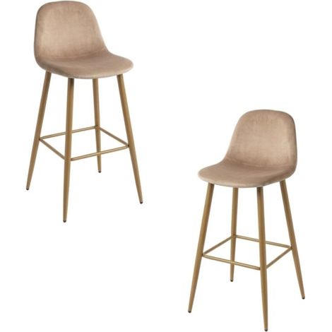 Packs Taburetes Cocina - Pack 2 Taburetes Teok Terciopelo - Champán (1/5)