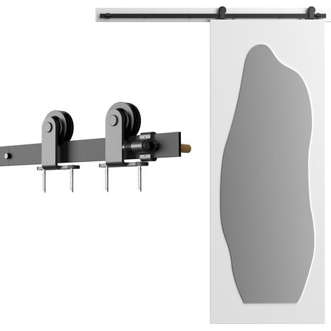 5.6FT/173CM Quincaillerie De Porte Coulissante Kit Porte Coulissante Rail pour système de quincaillerie à célibataire porte