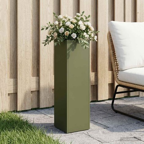 vidaXL Macetero de Jardín Verde oliva 20 x 20 x 75 cm (1/5)