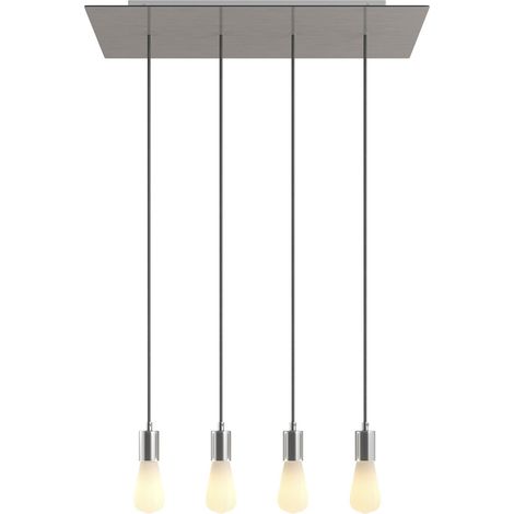 creative cables - Lampe suspendue à 4 chutes avec Rose-One XXL rectangulaire 675 mm complète avec câble textile et garniture métallique (1/5)