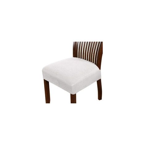 Housses de chaise extensibles en spandex pour salle à manger et cuisine - Lot de 6, coloris tourterelle et blanc cassé. Housses amovibles et lavables, amovibles et parfaites pour les coussins de chais (1/5)
