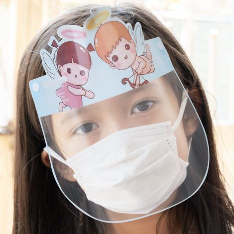 Lot de 10 visières de protection quotidiennes, anti-gouttelettes, transparentes et intégrales, à motifs de dessins animés, pour enfants, activités de plein air, vélo, protection contre la poussière et (1/5)