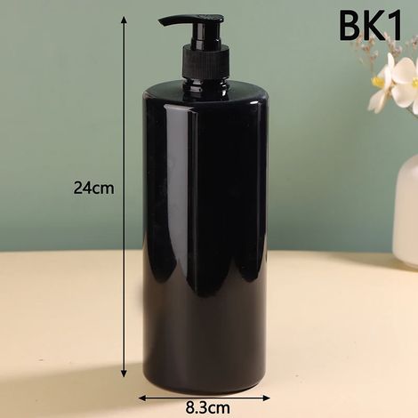 (1 Noir) Distributeur de savon liquide mural de 1000 ml pour douche, salle de bain, flacon transparent. (1/5)