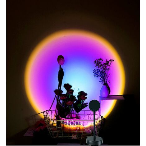 Lampe Projection Coucher De Soleil - Projection Murale Circulaire - Rotation 180° - Alimentation USB - Pour Chambre À Coucher - 1 Pièce (1/5)