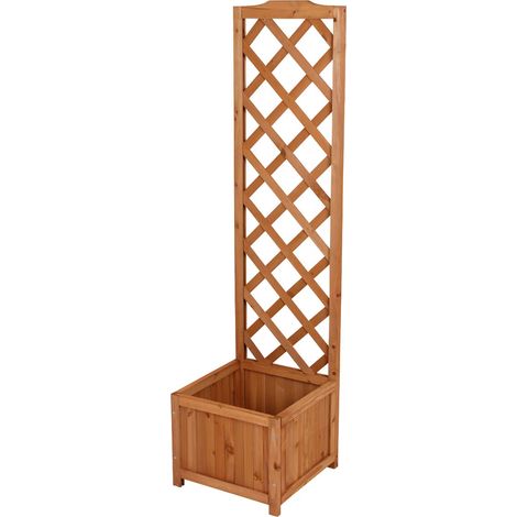Holz Pflanzkübel mit Spalier - 135 x 40 cm - Blumenkasten mit Rankhilfe - Garten Pflanzkasten Blumenkübel mit Gartenspalier Kletterpflanzen Rankgitter