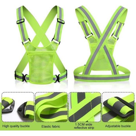 Gilet Réfléchissant - Haute Visibilité - Pour Vélo Jogging Randonnée - Unisexe - Taille Unique (1/5)