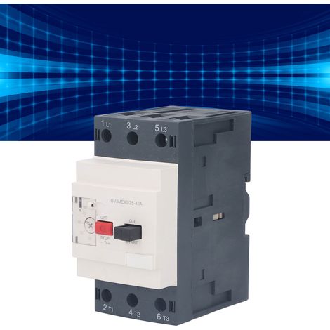 Hochstrom-Motorleistungsschalter GV3ME40/25-40A, Handstartknopf, Motorstarter, Schutzschalter, Überlastschutz, Schienenmontage, 690 V AC (1/5)
