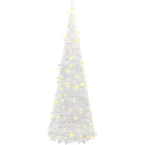 Sapin de Noël Artificiel - Arbre de Noël escamotable 100 LED blanc 150 cm Maison La Vie2771 (1/5)
