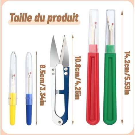 4 Pcs Découseur De Couture, Grand et Petit Fil De Couture, Dissolvant De Coupe-Fil, Découd-Vite Pour Couture, Découseur de Point, Sac De Rangement, Pour Couture, Travaux Manuels (1/3)