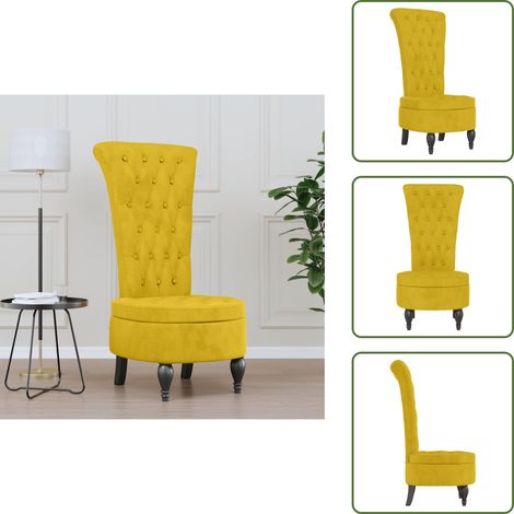 Chaise en bois - vidaXL Chaise à dossier haut jaune velours conception de bouton - Chaise moderne (1/5)