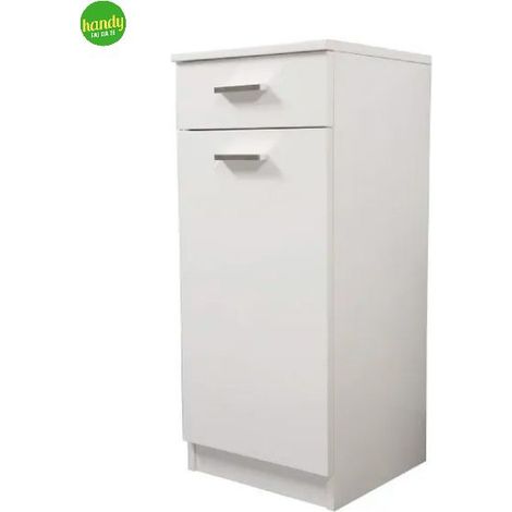 Base singola da bagno un anta e cassetto in melaminico bianco h.80cm l=35cm h=80cm p=34cm SAVINI