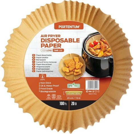 100 feuilles de papier sulfurisé pour friteuse à air chaud, à usage unique, résistant à l'huile, brun, de qualité alimentaire (1/5)