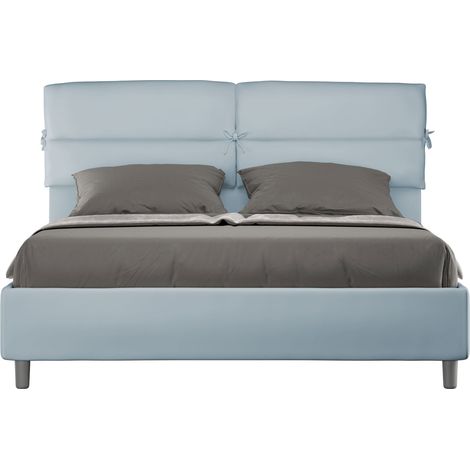 Letto Matrimoniale 160x190 cm con Rete e Contenitore Nandy Azzurro (1/4)