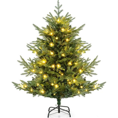 COSTWAY Albero di Natale Artificiale 135/180 CM, Albero di Natale con 160/240 Luci LED Bianche Calde, 442/778 Punte di Rami e Foglie Miste in PE & PVC, Ideale per Casa e Ufficio (135 CM) (1/5)