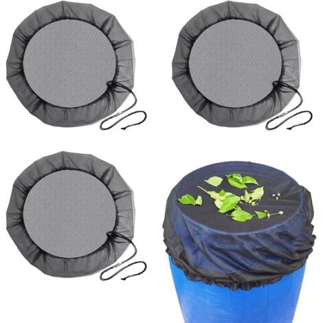 HOXILEELEO - Ensemble de 3 filets pour réservoir d'eau de pluie, couvercle réglable, protection contre les larves de moustiques, avec bande élastique, filet de protection pour réservoir d'eau de pluie (1/5)