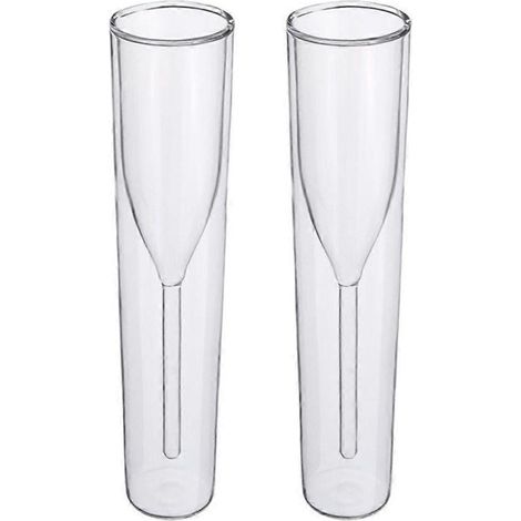 Lot de 2 verres à champagne double paroi pour vin pétillant. (1/4)