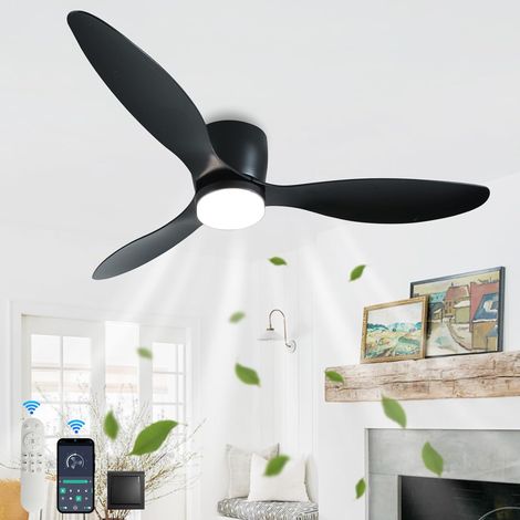 Ventilateur de plafond de 100 cm avec lumière et télécommande, ventilateur de plafond silencieux à LED réversible CC, convient au salon et à la chambre - C42 pouces [Classe énergétique A] (1/5)