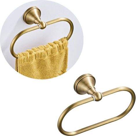 Anello portasciugamani, gancio portasciugamani, accessori per il bagno, portasciugamani, asta portasciugamani, oro spazzolato, 1 pezzo (1/5)